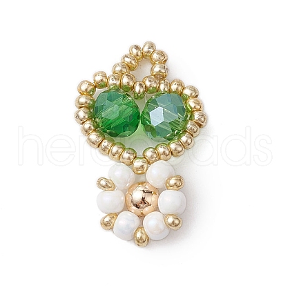 Seed Beads Beaded Charms PALLOY-MZ00312-01-1
