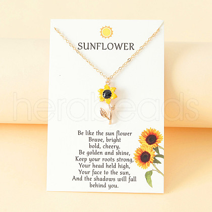 Sunflower Alloy Enamel Pendant Necklaces FS-WG66ADB-02-1