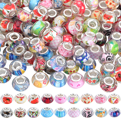 SOFPLATE 120Pcs Resin European Beads FIND-SP0002-05D-1