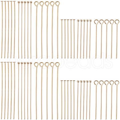 SUNNYCLUE 180Pcs 6 Style Brass Flat & Round Head Pins & Eye Pin KK-SC0005-24-1