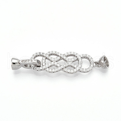 925 Sterling Silver Micro Pave Clear Cubic Zirconia Fold Over Clasps STER-T008-148P-1