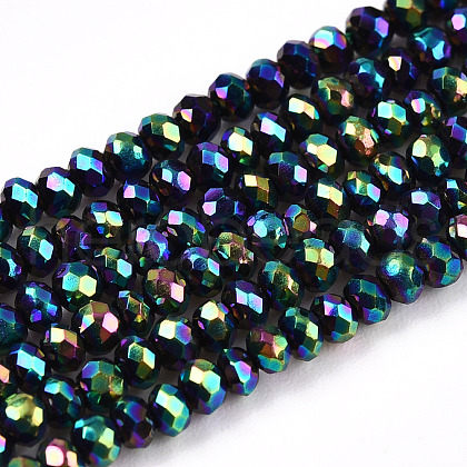 Electroplate Glass Beads Strands EGLA-F149-FP-06-1-1