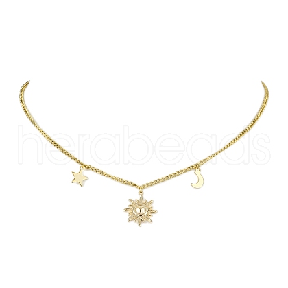 Sun & Star & Moon Brass Pendant Necklaces NJEW-JN04808-1