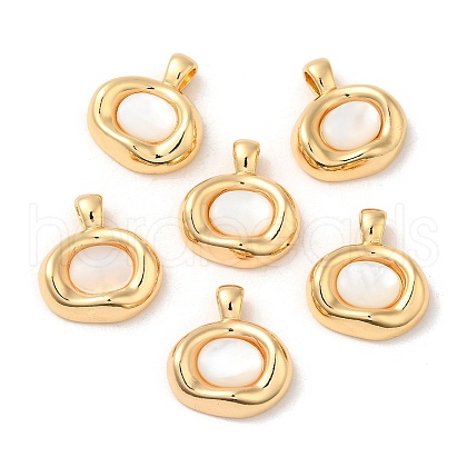 Brass Pave Shell Pendants KK-M270-46G-1