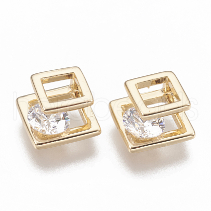 Brass Cubic Zirconia Charms KK-T029-80G-1