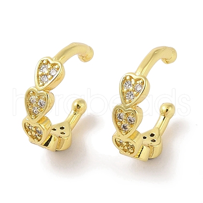 Brass Micro Pave Clear Cubic Zirconia Cuff Earrings for Women EJEW-I305-31G-1