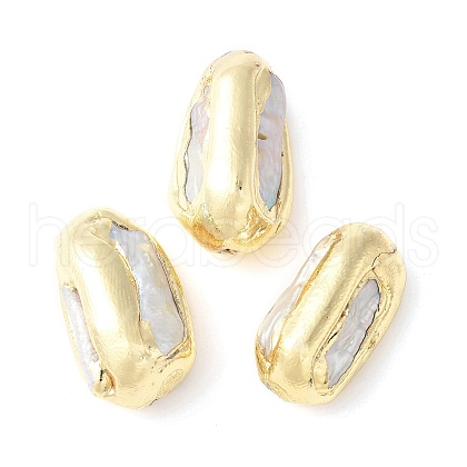 Electroplated Natural Baroque Keshi Pearl Beads KK-P305-01G-1