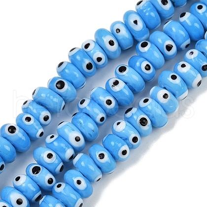 Handmade Evil Eye Lampwork Beads Strands LAMP-A007-02B-03-1
