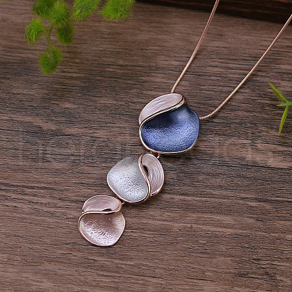 3 Irregular Heart Petal Zinc Alloy Enamel Pendant Necklaces for Women FS-WGE692F-01-1