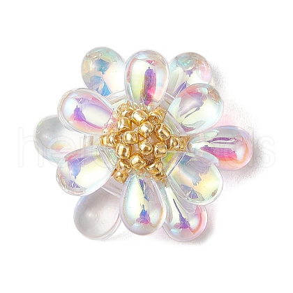 Teardrop Transparent Glass Pendants PALLOY-MZ00601-07-1