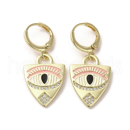 Horse Eye Real 18K Gold Plated Brass Dangle Leverback Earrings EJEW-Q797-24G-01-1