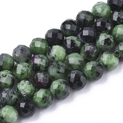 Natural Ruby in Zoisite Beads Strands G-S345-6mm-003-1