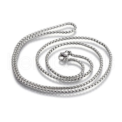 Non-Tarnish 304 Stainless Steel Box Chain Necklaces NJEW-O110-05C-P-1