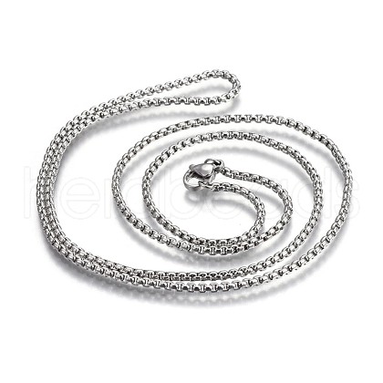 304 Stainless Steel Box Chain Necklaces NJEW-O110-05C-P-1