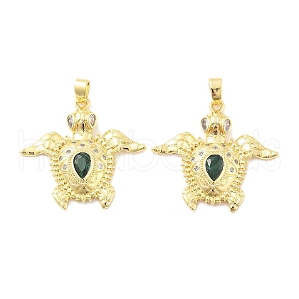 Tortoise Brass Micro Pave Cubic Zirconia Pendants KK-M325-09G-1
