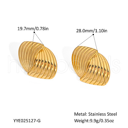 Stainless Steel Cross Stripe Stud Earrings PE2312-1-1
