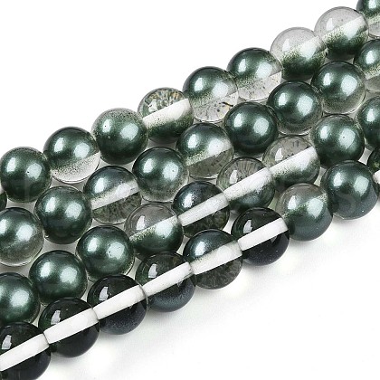 Baking Painted Transparent Glass Beads Strands DGLA-N011-10mm-07-1