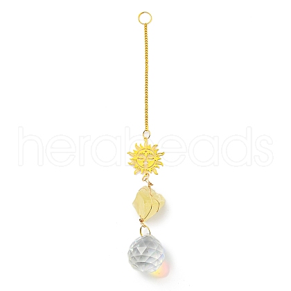 Wire Wrapped Nuggets Natural Citrine Pendant Decorations HJEW-C008-03C-G-1
