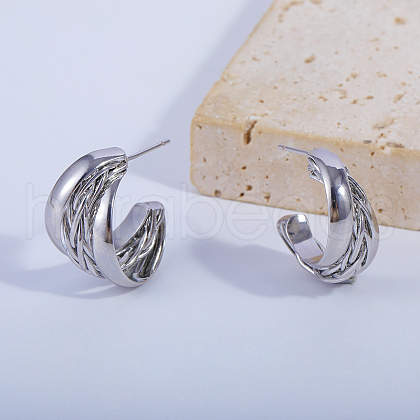 Elegant Fashionable Twisted C-shaped Brass Stud Earrings AO6382-1