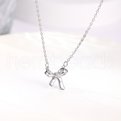 Non-Tarnish Stainless Steel Bowknot Pendant Necklaces for Women ZL7242-2-1
