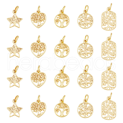 DICOSMETIC 20Pcs 5 Styles Rack Plating Brass Charms KK-DC0004-08-1