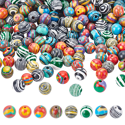 ARRICRAFT 240Pcs 8 Colors Synthetic Malachite Beads G-AR0004-25-1