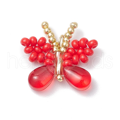 Handmade Glass Seed Beaded Butterfly Pendants PALLOY-MZ00685-04-1