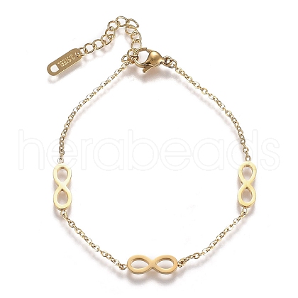 304 Stainless Steel Infinity Link Bracelets STAS-A049-10G-1