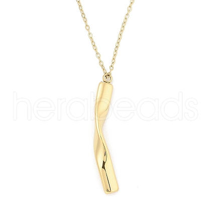 304 Stainless Steel Twist Stick Pendant Cable Chain Necklaces NJEW-H044-08G-1
