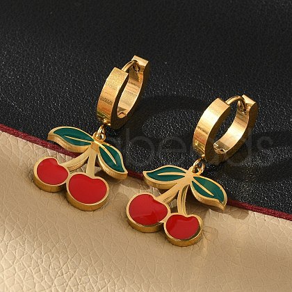 304 Stainless Steel Enamel Hoop Earrings EJEW-M080-01G-1