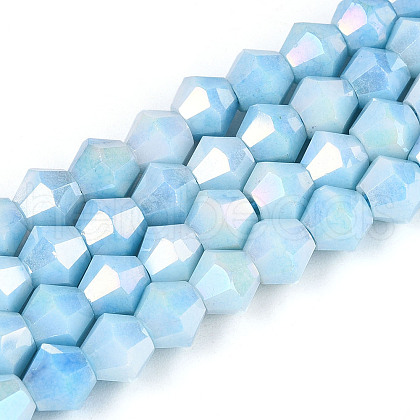 Electroplate Bicone Glass Beads Strands EGLA-T021-6mm-16-08-1