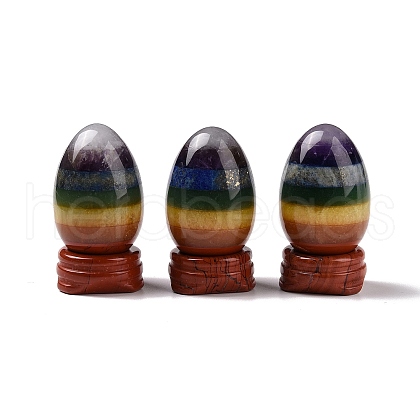 1Pc Chakra Natural Gemstone Egg Shape Display Decorations DJEW-G032-01-1