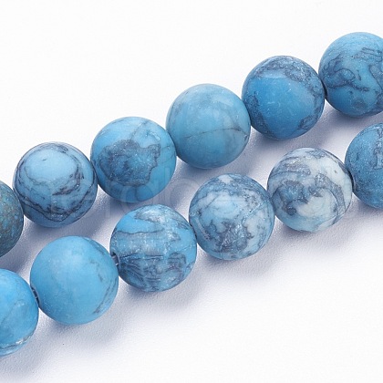 Dyed Natural Map Stone/Picasso Stone/Picasso Jasper Beads Strands X-G-F520-52-6mm-1