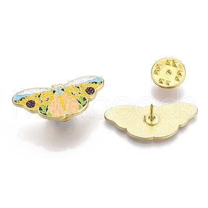 Butterfly with Sunflower Enamel Pin JEWB-G014-B01-1