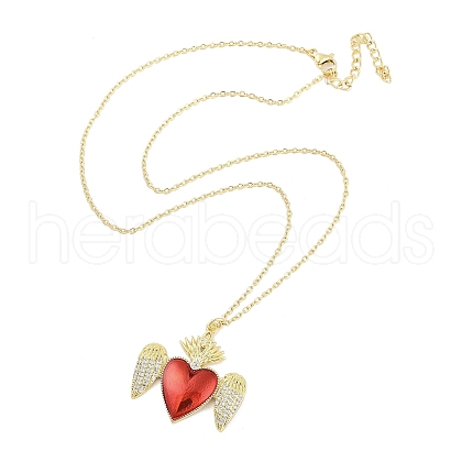 Brass Micro Pave Clear Cubic Zirconia Pendant Necklaces NJEW-Z035-04D-G-1
