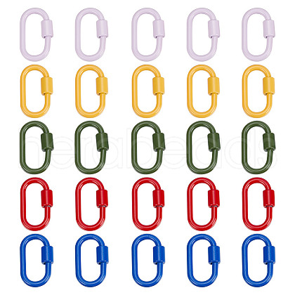 FIBLOOM 5Pcs 5 Colors Baking Paint Alloy Screw Locking Carabiners FIND-FI0001-12-1