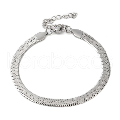 Non-Tarnish 304 Stainless Steel Herringbone Chain Bracelet for Men Women BJEW-Q998-02P-1