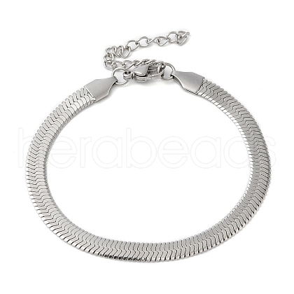 304 Stainless Steel Herringbone Chain Bracelet for Men Women BJEW-Q998-02P-1