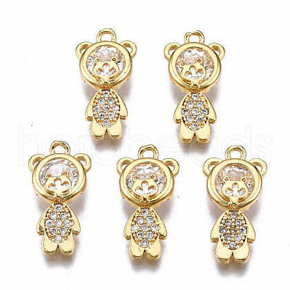 Brass Micro Pave Clear Cubic Zirconia Pendants KK-T063-80G-NF-1