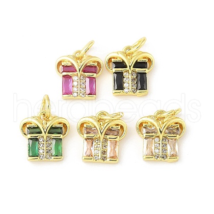Brass Micro Pave Cubic Zirconia Pendants KK-Z101-02G-1