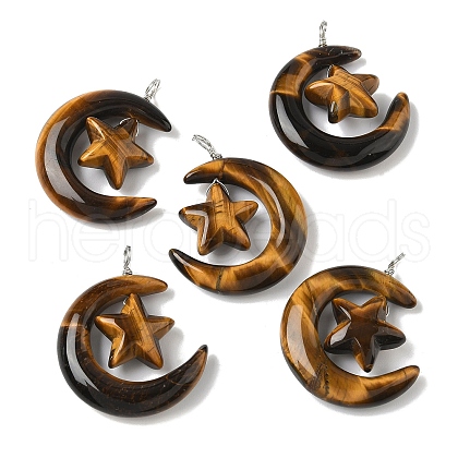 Natural Tiger Eye Pendants G-Z086-01P-25-1