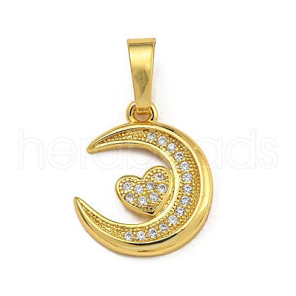 Rack Plating Brass Micro Pave Cubic Zirconia Pendants KK-U035-05G-1
