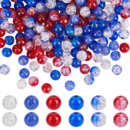   240Pcs 6 Colors Spray Painted Crackle Glass Beads CCG-PH0001-19-1