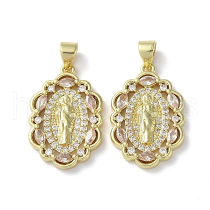 Rack Plating Brass Cubic Zirconia Pendants KK-M272-04G-1