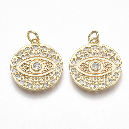 Brass Micro Pave Clear Cubic Zirconia Pendants KK-S356-010G-NF-1