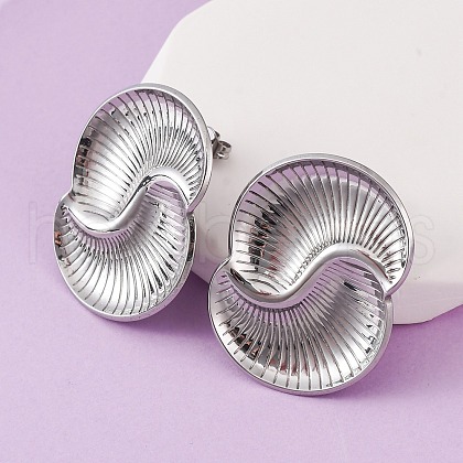 304 Stainless Steel Vortex Spiral Stud Earrings EJEW-C148-01P-1