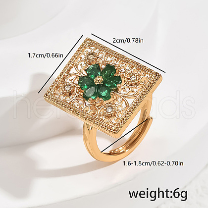 Brass Micro Pave Cubic Zirconia Adjustable Finger Rings for Women NX5384-1-1