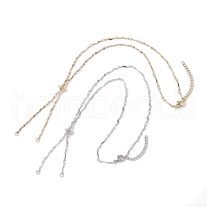 2Pcs 2 Colors 304 Stainless Steel Slider Necklace Makings AJEW-JB01265-1