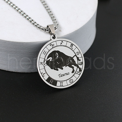 201 Stainless Steel Pendant Necklaces with Alloy Box Chain WGA45A6-02-1