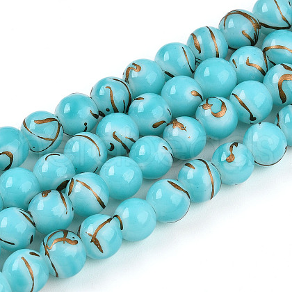 Baking Painted Glass Beads Strands DGLA-N010-8mm-03-1